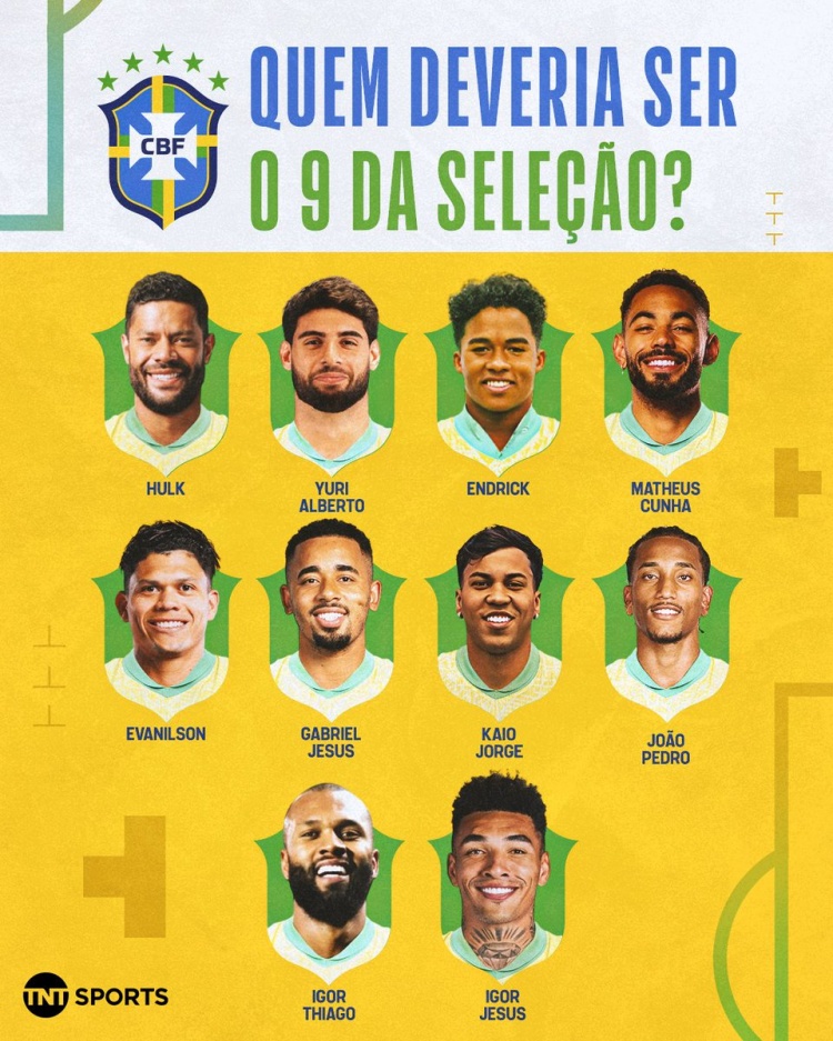 星空体育-谁会入选世界杯阵容?TNT列巴西9号位:恩德里克、库尼亚在列